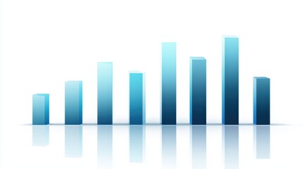 A realistic bar chart, corporate finance theme, realistic textures, professional blue tones, isolated on white background