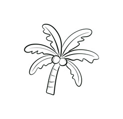 Simple Palm Tree Line Art Drawing with Coconuts for Tropical Coloring Pages and Creative Activities