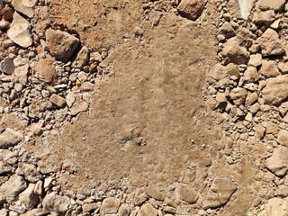 Textured earth surface with gravel and dirt, featuring natural patterns and ample space for creative text placement
