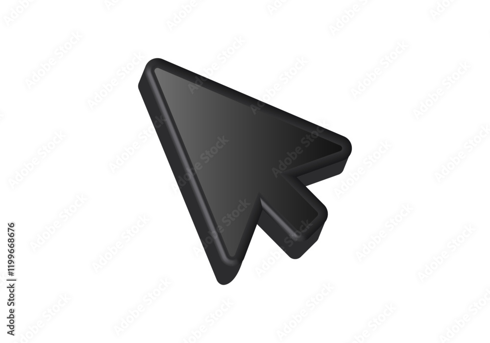 Poster sleek black computer mouse cursor icon pointing to the right. perfect for tech designs.