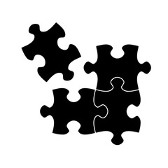 Puzzle pieces vector isolated object set. Four simple jigsaw puzzle pieces illustration. Flat design.