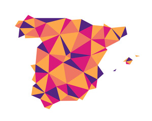 Spain polygon origami style map. Geometric map simple abstract tech style.