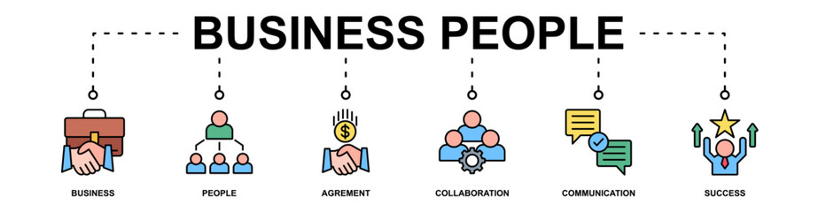 Business People banner web icon vector illustration concept with icon of business, people, agrement, collaboration, communication, success