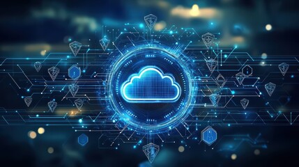 Futuristic Cloud Icon Design Digital Space Graphic Visualization High-Tech Environment Abstract Viewpoint