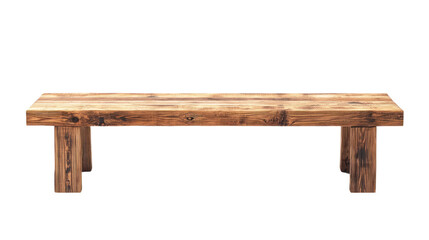 Rustic wooden table with a sturdy design, perfect for dining or workspace. Isolated on a white background for clear visibility.