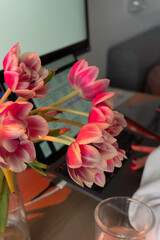 Pink Tulips on Desk