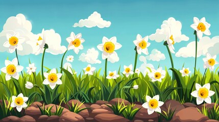 Fototapeta premium Stunning Narcissus Flowers Blooming Outdoors in Spring