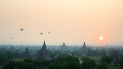 Majestic Sunrise Over an Ancient Temple Valley