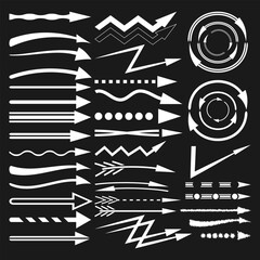 Obraz premium Collection of decorative arrows of different shapes and sizes. Vector set