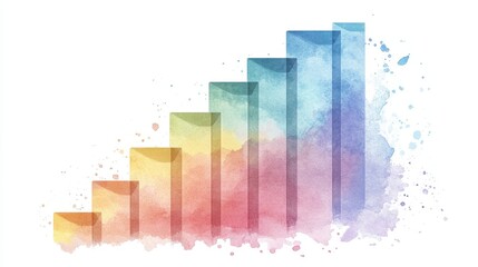 Fototapeta premium A stacked bar chart, data visualization, watercolor effect, soft pastel colors, isolated on white background