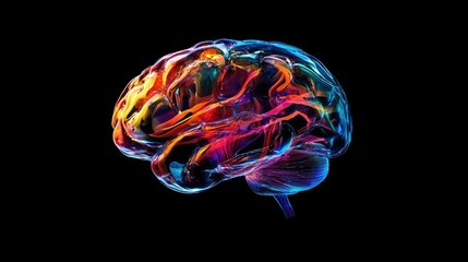 Digital brain representation highlighting neural networks and mental health awareness