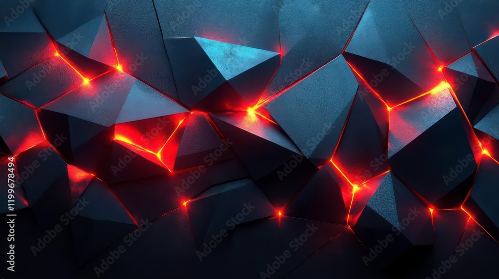 Aufkleber a dark, abstract background featuring jagged shapes illuminated by glowing red accents, creating a d