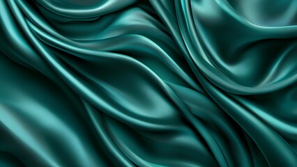 Obraz premium Luxurious Emerald Green Silk Texture - Abstract Flowing Waves Design