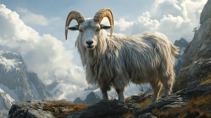 Obraz premium Detailed portrait of a majestic goat in a natural setting