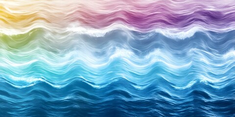 Obraz premium A colorful, abstract representation of waves, featuring swirling patterns in hues of purple, blue, and yellow. Concept Abstract Art, Colorful Waves, Swirling Patterns, Purple Blue Yellow Palette