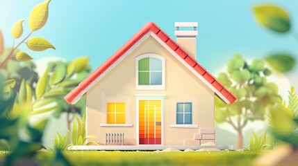 Energy Efficiency Rating and Blurred View of House Outdoors