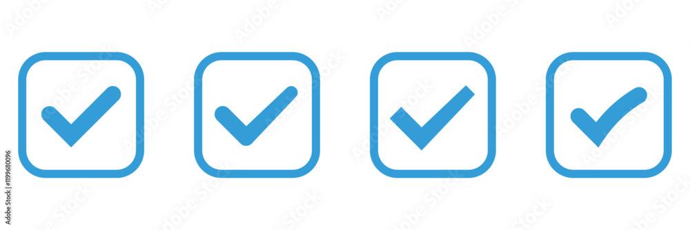 Aufkleber blue check mark icon. approved checkmark icon. blue checkmark symbol. verification check mark. blue 