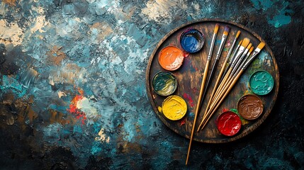 Artist's palette with paint and brushes.
