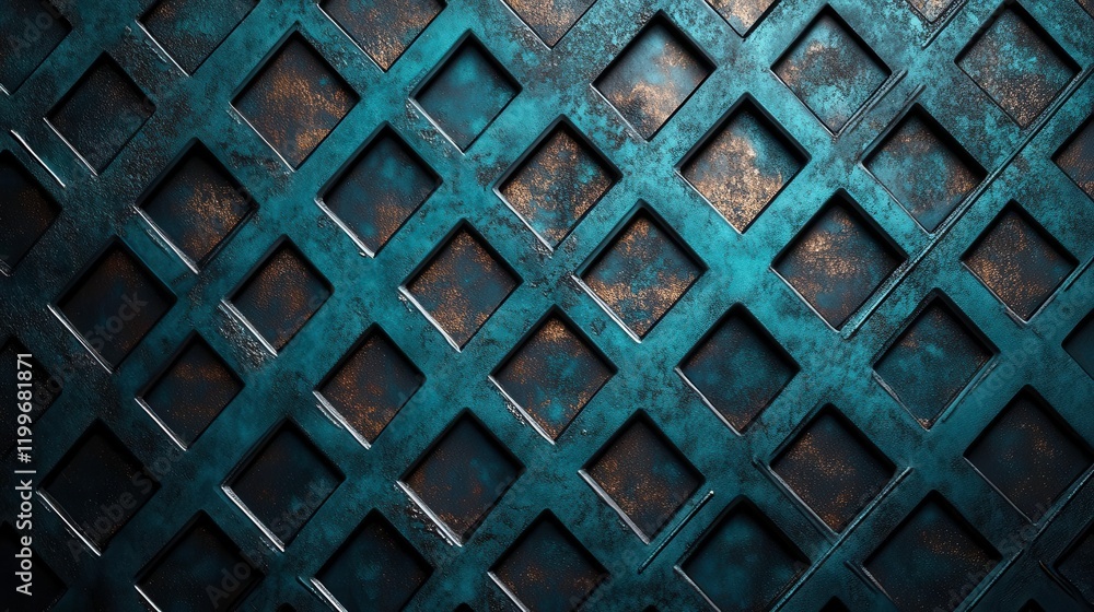 Aufkleber a textured, blue lattice pattern features a series of diamond shapes, showcasing a mix of metallic a