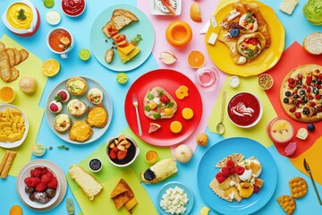 Colorful Food Collage of Healthy and Indulgent Dishes