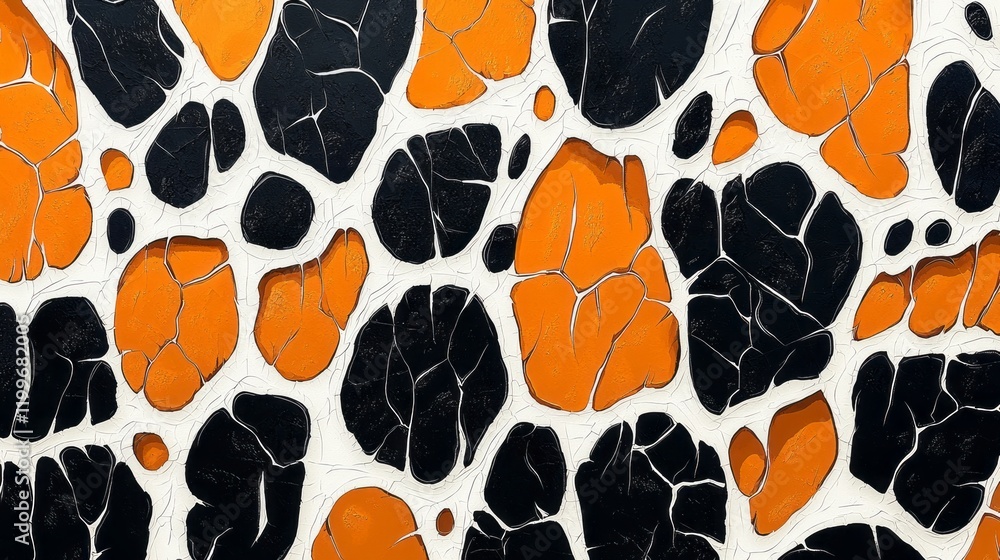 Poster a striking cheetah print pattern dances across the canvas, combining bold black and fiery orange spl