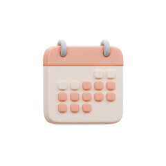 Cute Pastel Pink Calendar Icon 3D Render Design Element Modern Minimalist Style Schedule Appointment