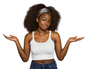 Woman shrug png sticker, transparent background