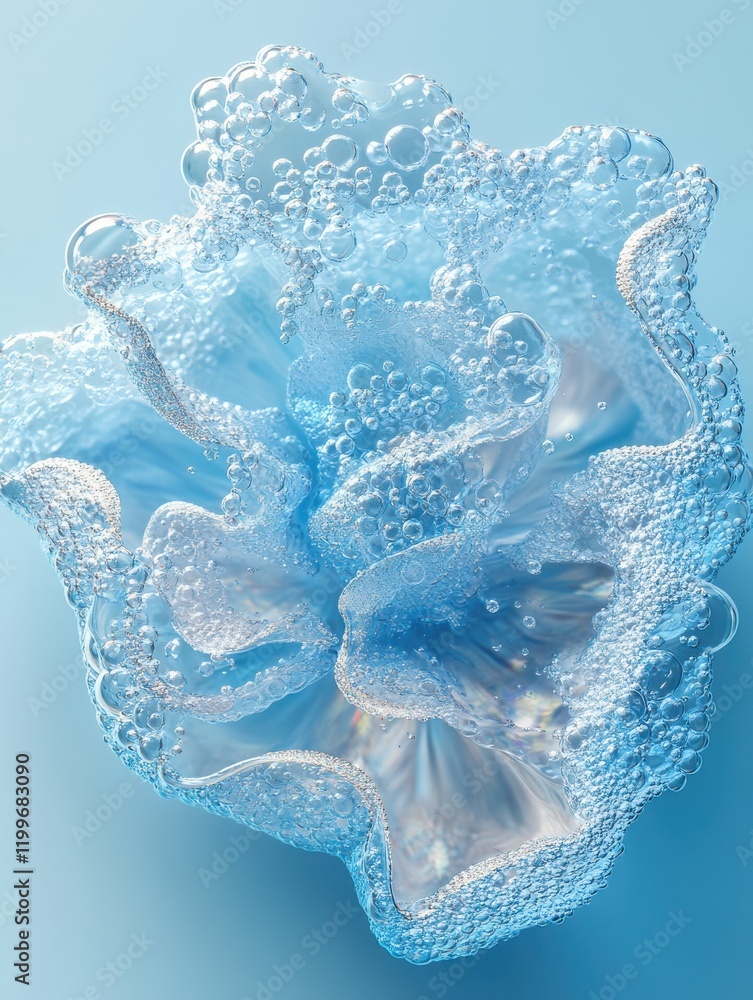 Aufkleber delicate waterbubbles in blue background creating a soft and ethereal texture, ideal for abstract ar
