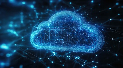 Abstract Cloud Computing Network Digital Data Visualization