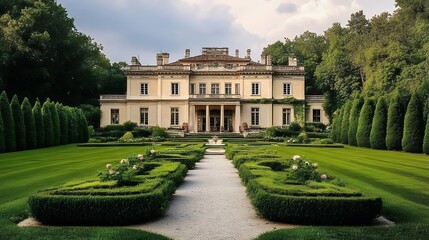 Obraz premium Grand Estate Mansion with Lush Gardens