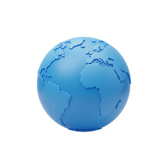 Fototapeta premium Stylized Blue Earth Globe 3D Model Digital Render World Map Graphic Design Element Icon Image Clean 