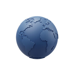 Stylized Blue Earth Globe 3D Model World Map Planet Digital Rendering Global Business Background    