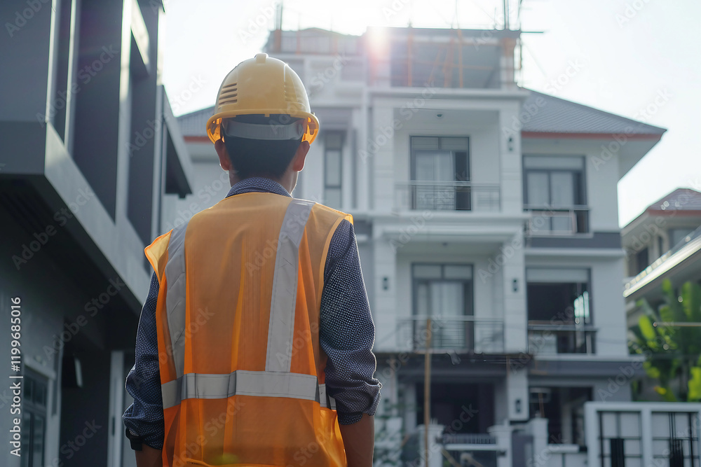 Poster professional worker inspector on building generative ai