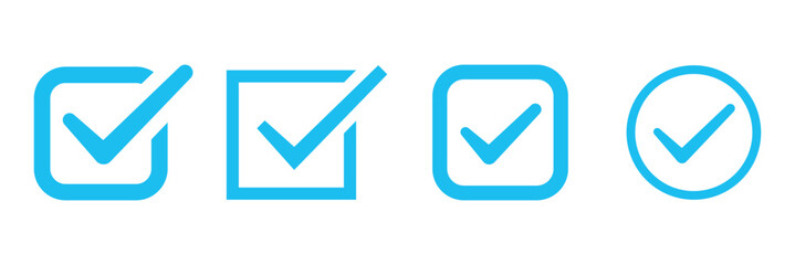 Blue check mark tick verification icon. check mark button. 