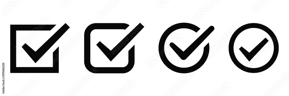 Poster check mark vector icon set. tick button symbol, check mark sign vector.