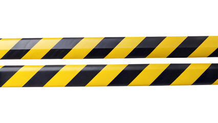 Horizontal black and yellow caution tape isolated on transparent background