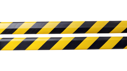 Horizontal black and yellow caution tape isolated on transparent background