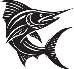 Big Marlin Fish silhouette icon vector illustration isolated on white background