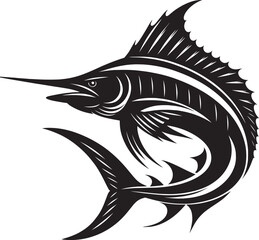 Big Marlin Fish silhouette icon vector illustration isolated on white background