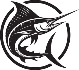 Big Marlin Fish silhouette icon vector illustration isolated on white background