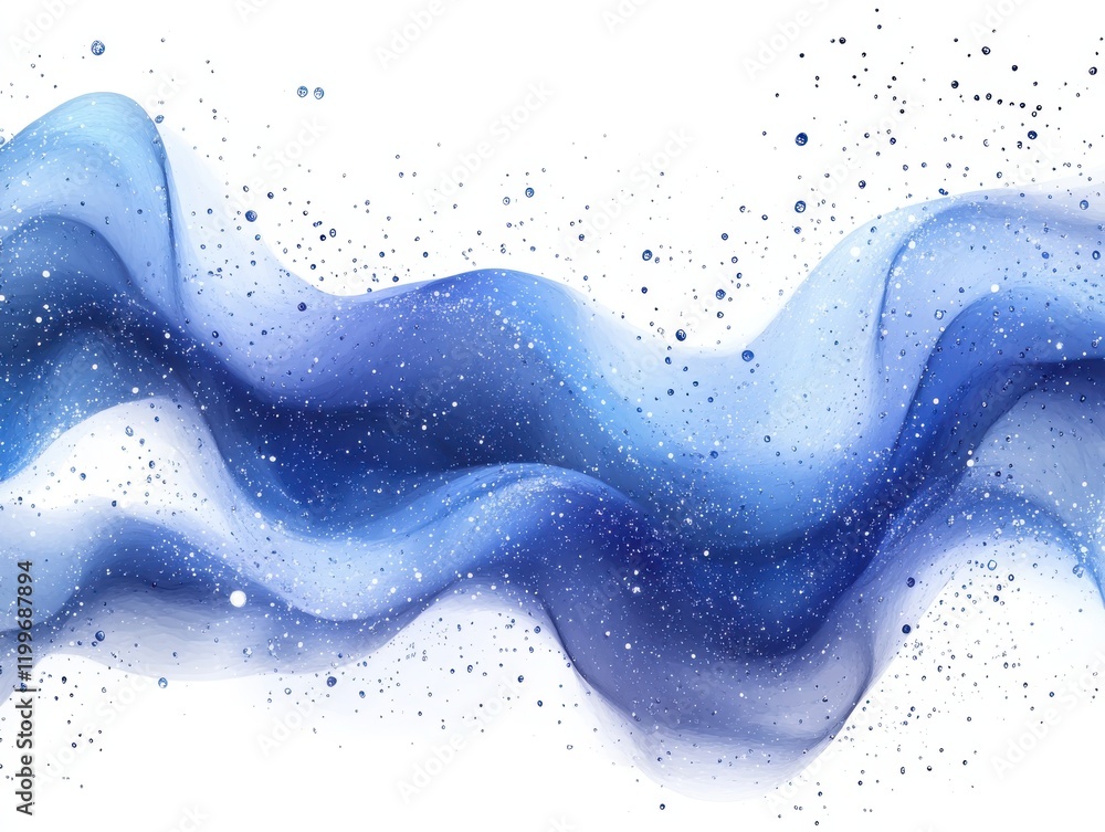 Aufkleber ethereal blue abstract waves with sparkling accents in a soft fluid style perfect for backgrounds an