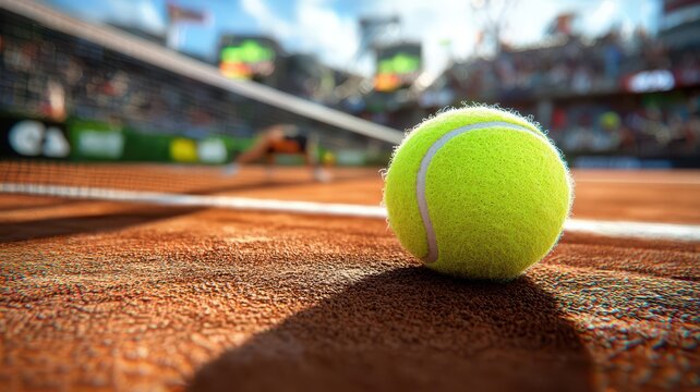 Close-up of a tennis player's serve with holographic speed data, neon court lines, futuristic sports, vivid colors, high detail. - Powered by Adobe