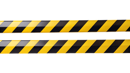 Horizontal black and yellow caution tape isolated on transparent background