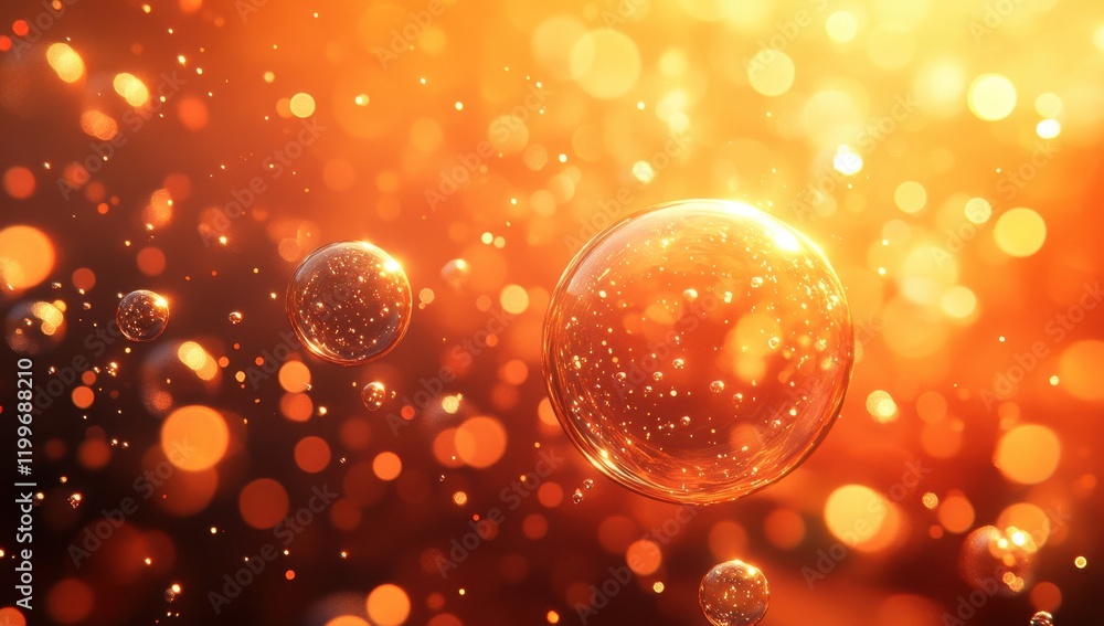 Aufkleber ethereal glow of bubbles floating among golden particles in a dreamy abstract background that captiv