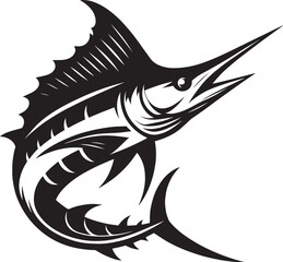 Big Marlin Fish silhouette icon vector illustration isolated on white background