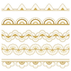 Elegant lace png border, classic gold fabric, transparent design set