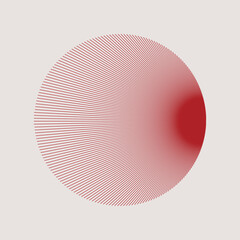 line art illustration of red lines and circle on the beige background