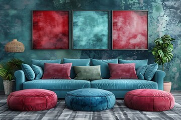 A Stylish Living Room Interior Featuring Modern Furniture and Elegant Décor 