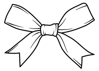 Bow png doodle sticker, black & white illustration, transparent background