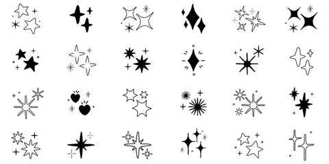 PNG Geometric starburst decorative elements, transparent background